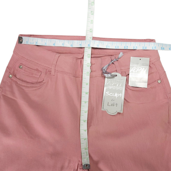 APII Sculpt Lift Cropped Pants Rose Pink Rolled Cuff Zip Fly 16 [30x21] NWT - Picture 6 of 7